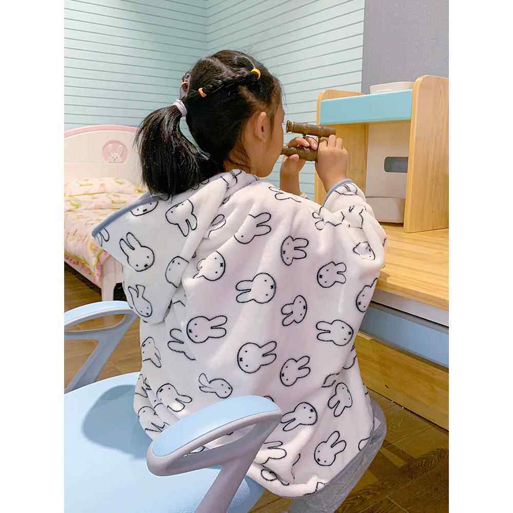 虎虎熊午睡毛毯小学教室毛毯冬季披肩披肩儿童午休带帽披肩毛毯
