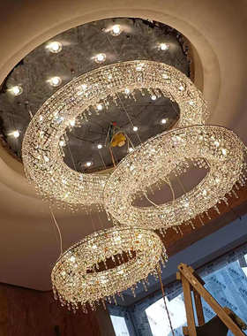 RI0T简约现代轻奢水晶客厅吊灯餐厅灯复式楼主灯卧室别墅酒店大堂