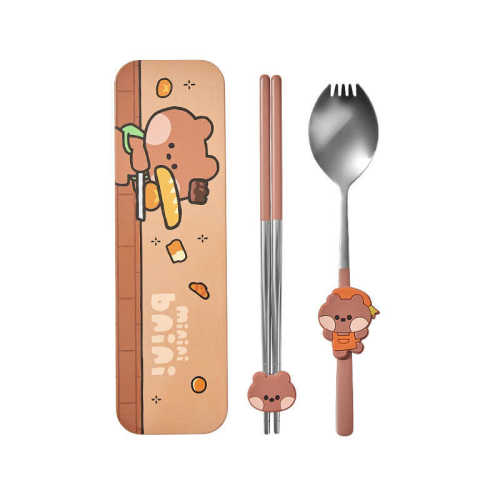 餐具勺盒勺子筷筷便携式勺便携linefriends316不锈钢筷子套装餐具