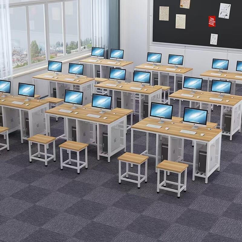 双人电脑桌学生机房微机室实训室驾校考试电脑桌带挡板屏风一体机
