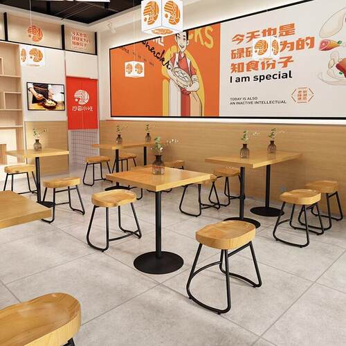 吧台桌现代简约吧凳奶茶店实木桌北欧铁艺桌商用酒吧桌汤粉店桌子