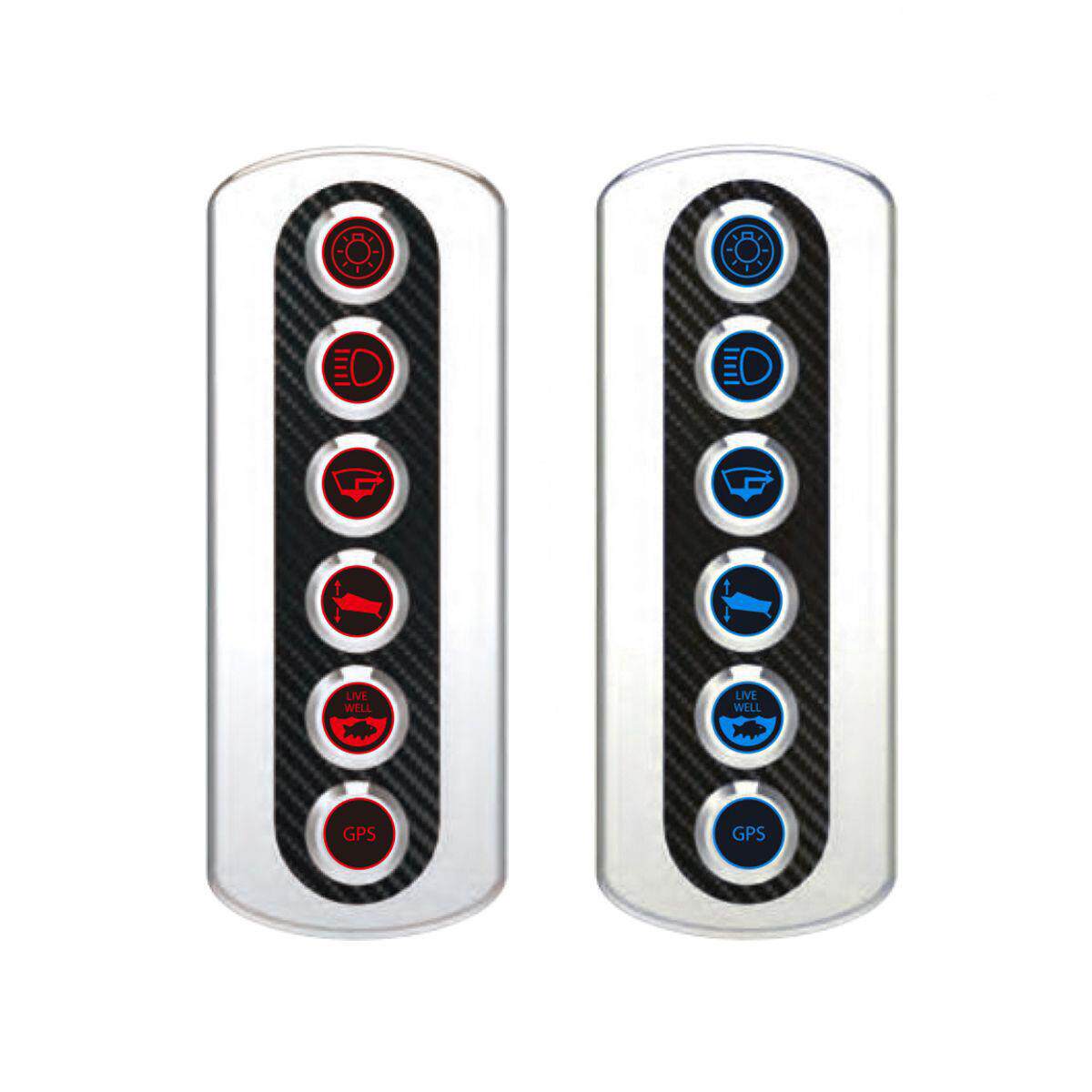 6位按钮炭纤维面板开关12V 20A新款船用游艇房车改装面板开关