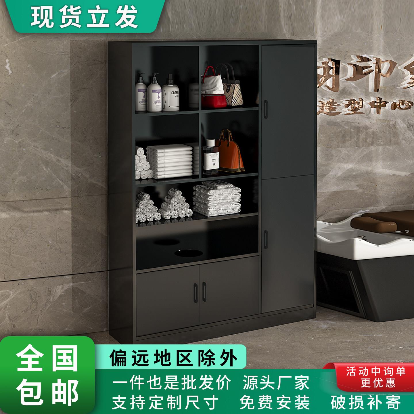 木质更衣柜理发店毛巾柜美容院瑜伽馆储物柜理发店产品柜发廊展柜