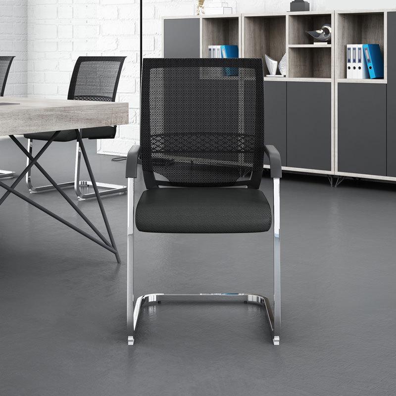 电脑办公会议椅网布职员透气网布弓形简约人体工学培训椅多功能棋