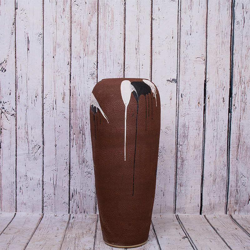 抽象手绘陶瓷落地大花瓶 景德镇搭配家具家私中式陶罐大厅展会摆