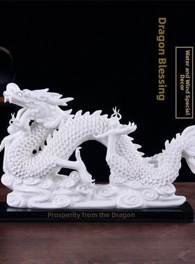 德化白瓷十二生肖龙摆件，一副吸引财富的陶瓷，镇宅工艺品，化解