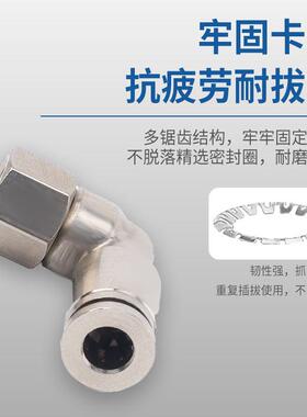 全快铜速接头PL内F8-2/6-01 内牙弯通丝螺纹0弯PLF头快插L型二通