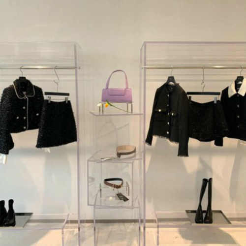 彩色亚克力展示盒上墙置物架有机玻璃陈列方盒女装鞋包货架展示台