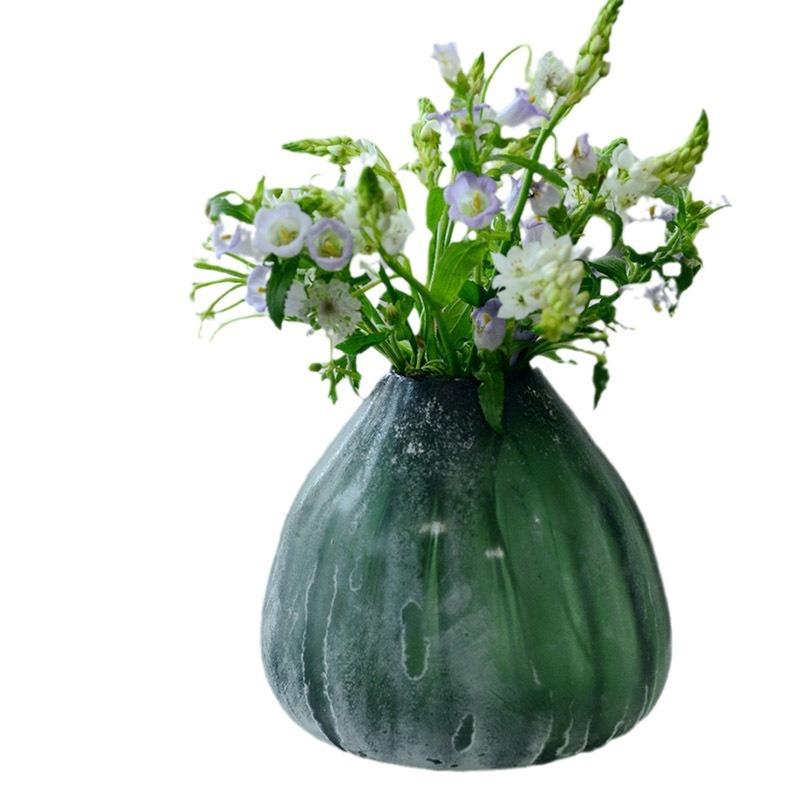 绿色系手工玻璃花瓶家居客厅玄关摆件花器装饰插花玻璃装饰品摆件