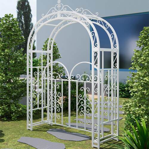 户外铁艺庭院婚庆门拱门欧式庭院棚架铝合金镀锌管花园爬藤装饰架