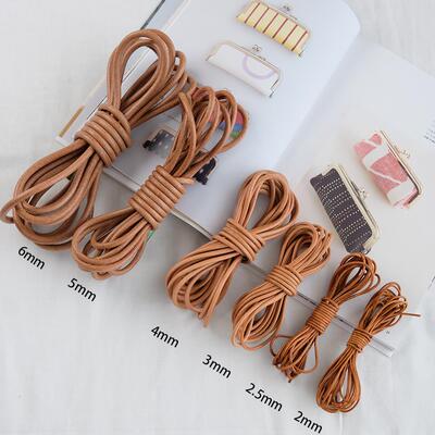 牛皮绳DIY手工饰品瞥见材料本色原色皮绳圆形头层牛皮服装包辅料