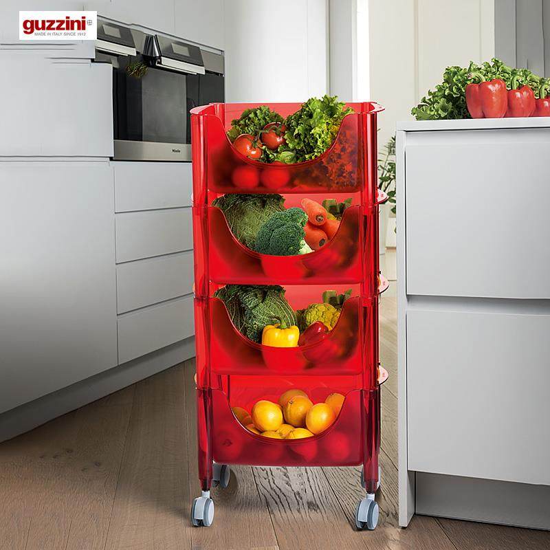 高档利快小轮推车意大利guzzini厨 房多层子带果蔬收纳架整理筐置