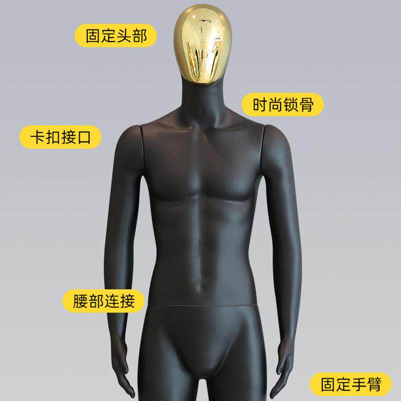 金男性假人模型厂家装店橱窗塑532料展特示架色头部全身模服道具