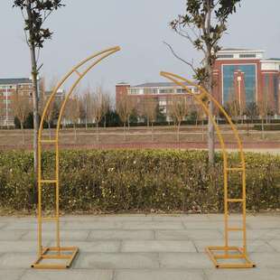 新款婚庆道具牛角羊角门铁艺花艺拱门架子弧形户外草坪婚礼拱门架