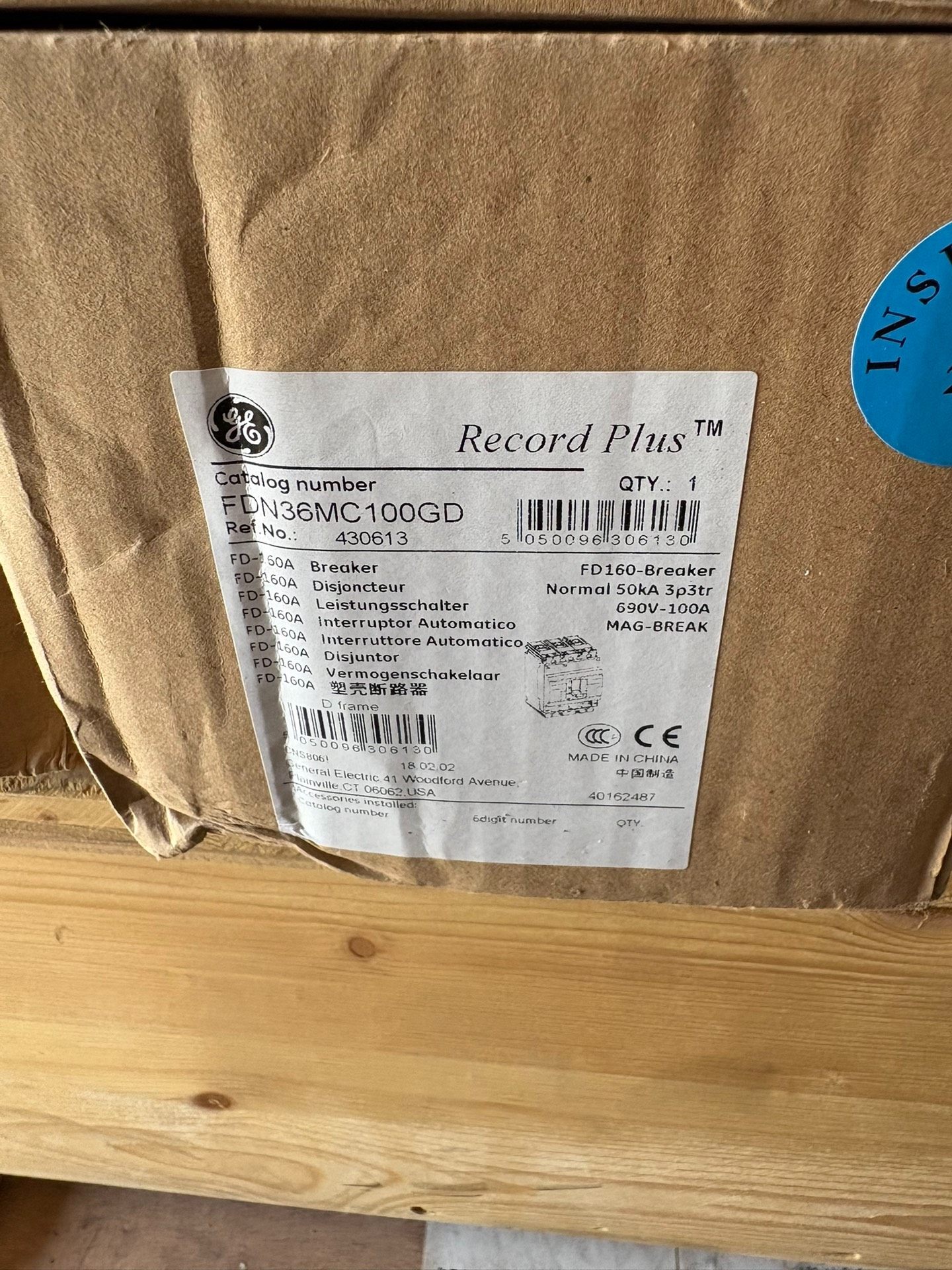 GE Record Plus断路器FDN36MC100GD、