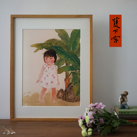 一二山皇小小蕉下客，新中式水墨画客厅装饰画玄关，挂画配电箱竖画