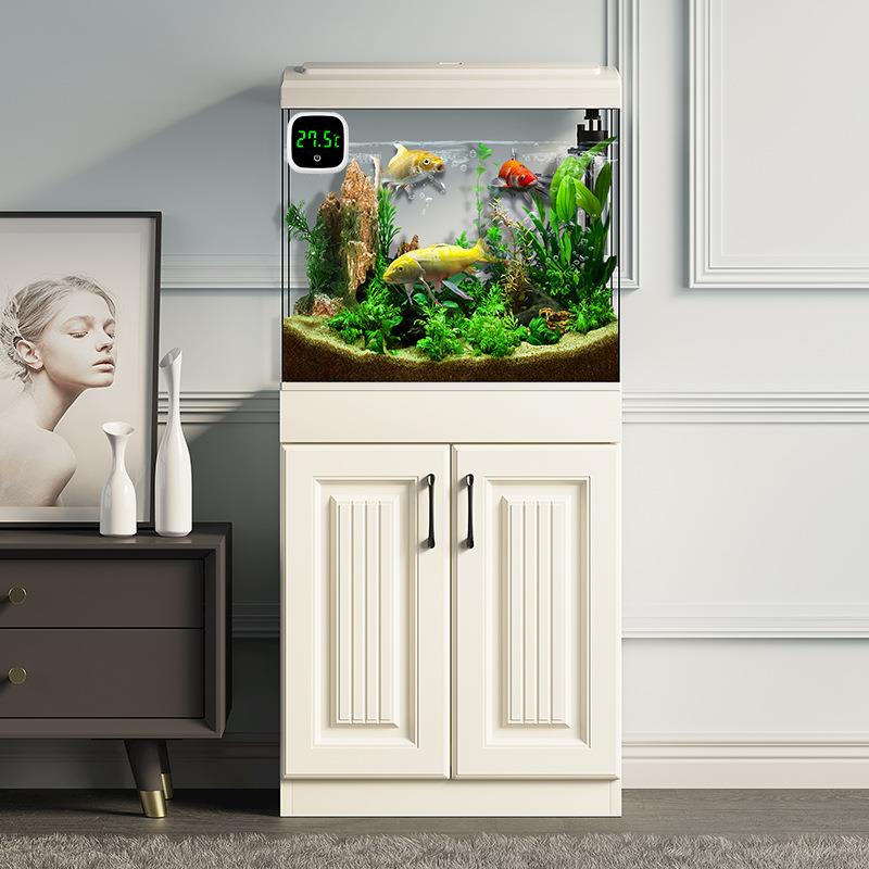 鱼缸轻奢客厅小型一体新款立式造景家用过滤器2025立式水族箱柜子