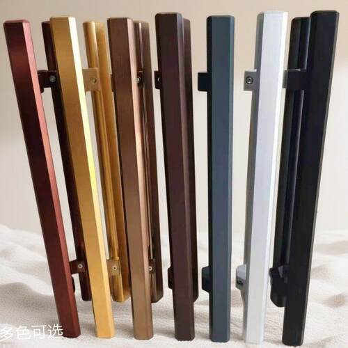 玻璃门拉手 方管有框门拐角把手 铝拉手 玫瑰金 木门钛金拉丝黑色