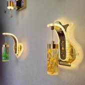 新款 led楼梯过道真花艺术琥珀墙壁灯 床头卧室酒店简约现代北欧式