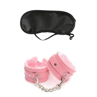 2pcs PU Leather Sex Handcuffs with Eye Mask Sex Toys for Cou