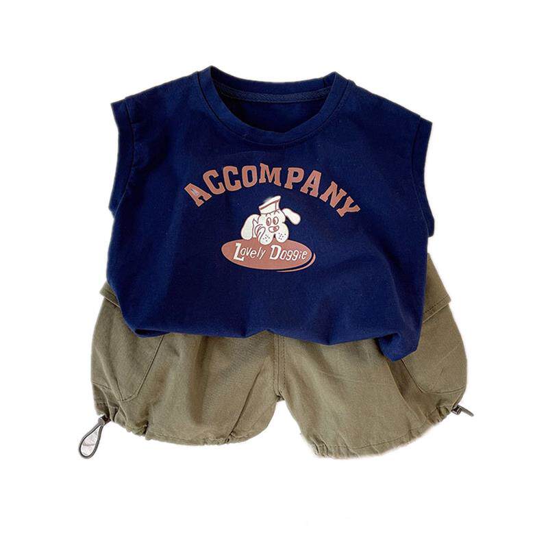 男童无袖背心运动套装夏季2026新款洋气男孩时髦衣服儿童帅气背心