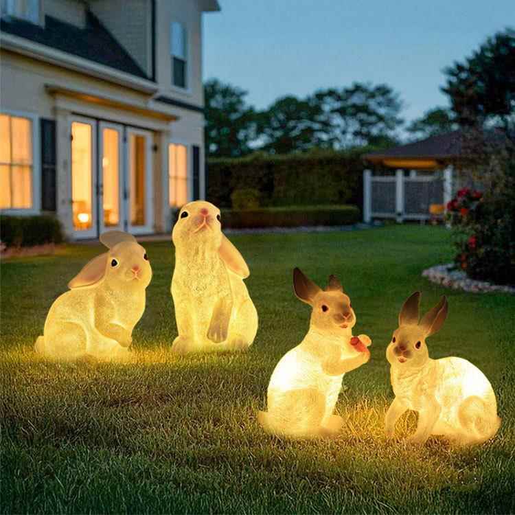 太阳能发光动物灯仿真兔子树脂摆件户外文旅景观灯院子草坪氛围灯