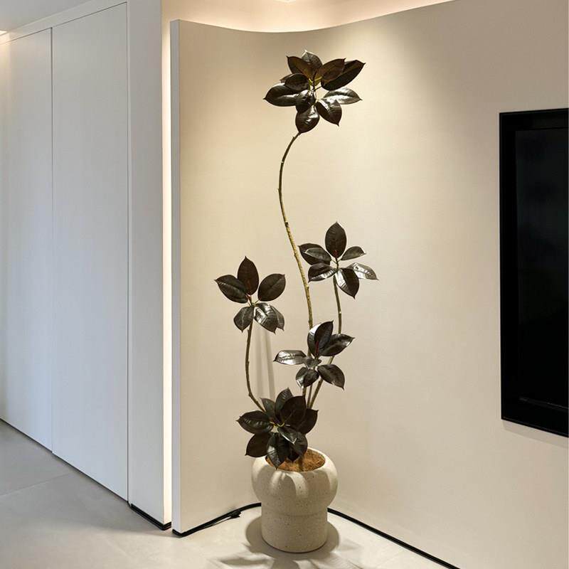 海虹景品黑金刚橡皮树彷真绿色植物高端轻奢室内假花客厅大型落地