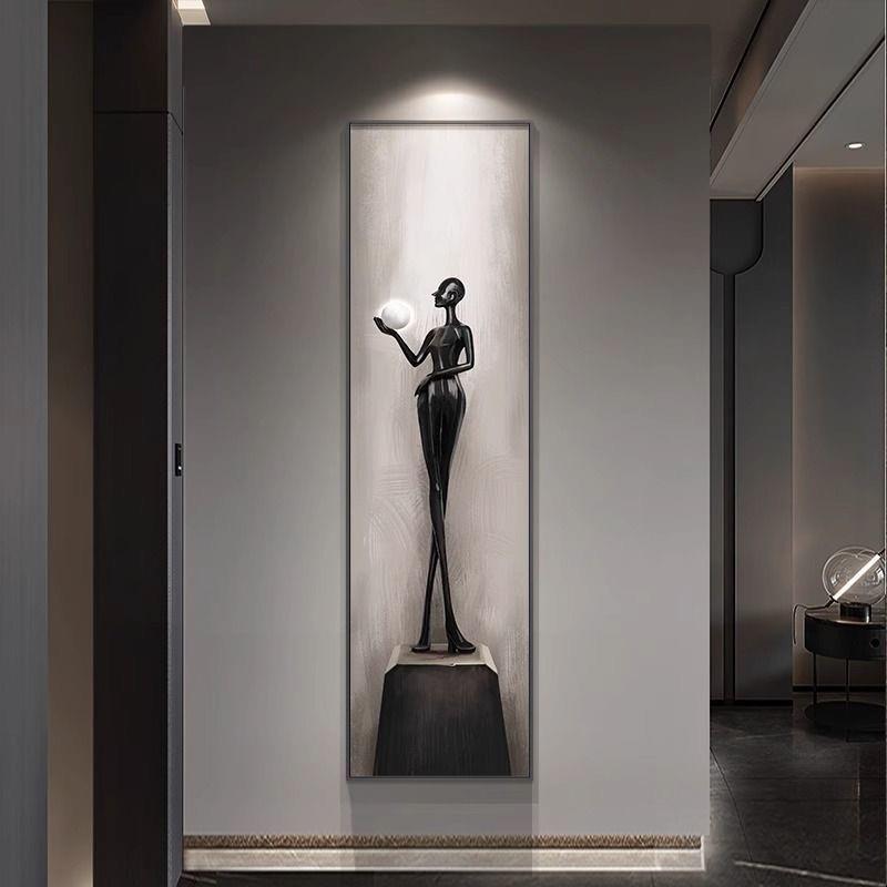 艺术发光玄关装饰画简约客厅创意挂饰led灯走廊过道挂画壁画抽象