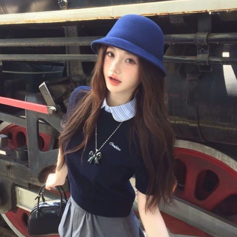 韩系波点蝴蝶结珍珠项炼女款简约气质长款吊坠毛衣炼小众设计配饰