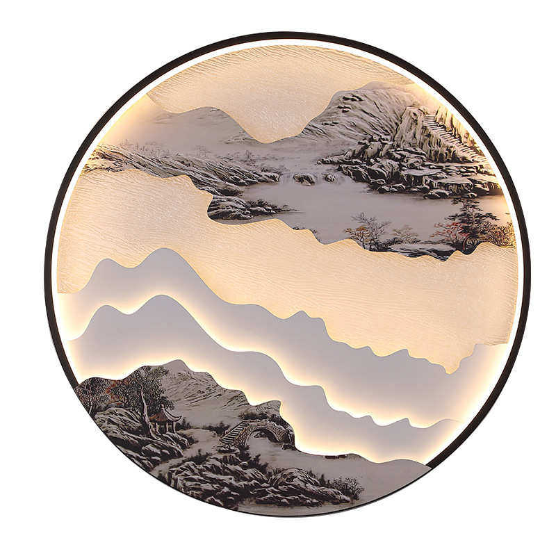 新中式入户玄关装饰灯茶室圆形灯客厅酒店会所大气背景墙壁灯,家装灯饰光源,壁灯,淘宝优惠券,粉丝福利购,淘宝优惠卷