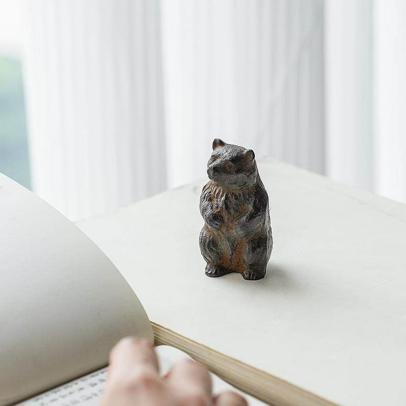 高档镇本日原装进口小铁熊铸文镇摆件南部铁器桌面镇纸书祝福节日