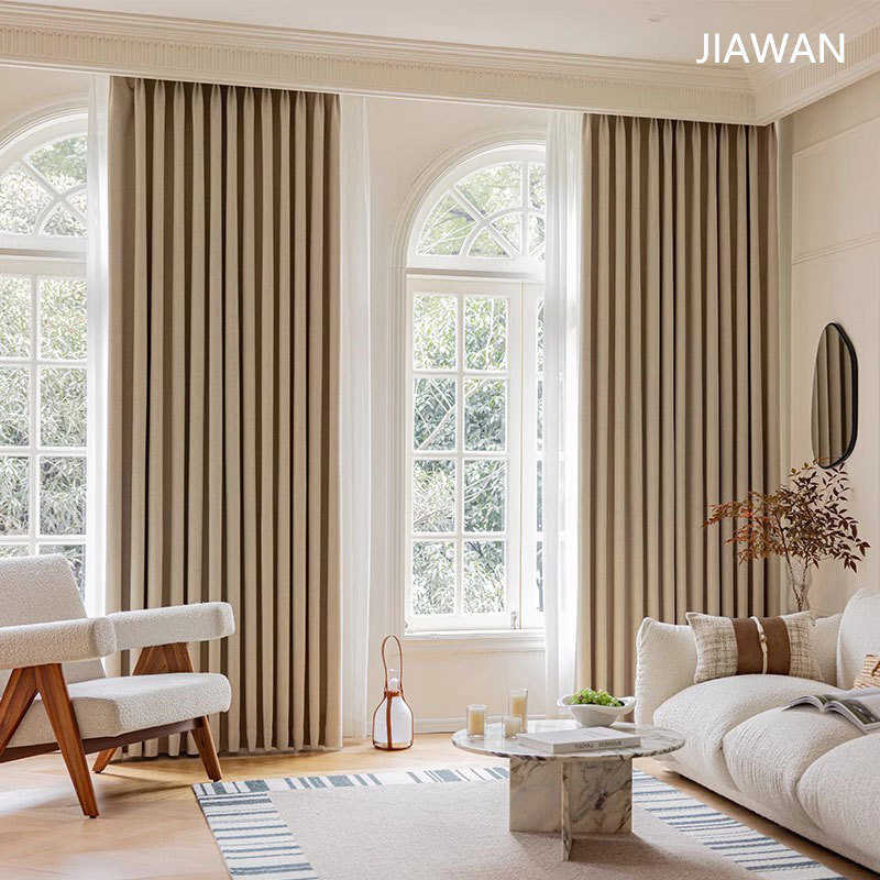 轻客厅窗帘卧室绍兴窗帘隔热透气柯桥遮光棉麻成品现代帘布定制奢