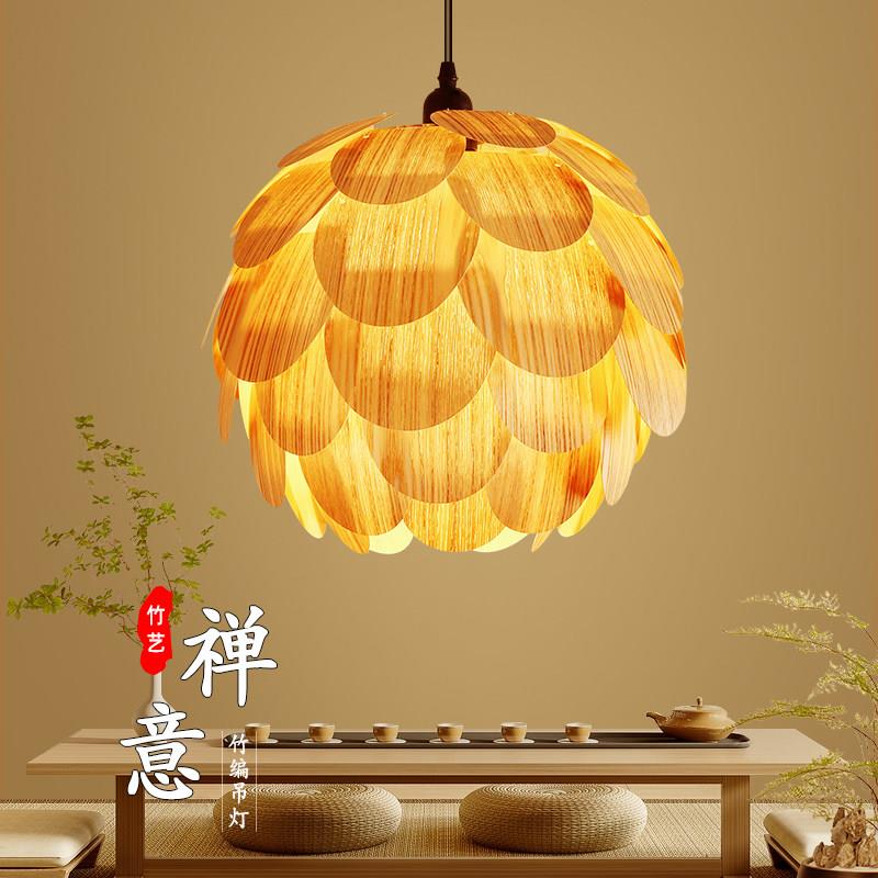 创意个性松果吊灯原木简约风卧室民宿餐厅茶室餐厅前台店铺商用灯