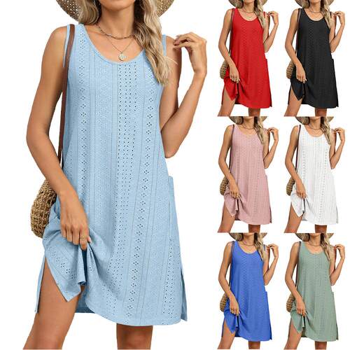 Womens Swimsuit Cover Up 2026 Summer Eyelet Sleeveless Beach