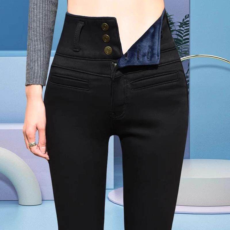 黑色高腰牛仔裤女小脚2025年春秋新款加绒显瘦小个子紧身铅笔长裤