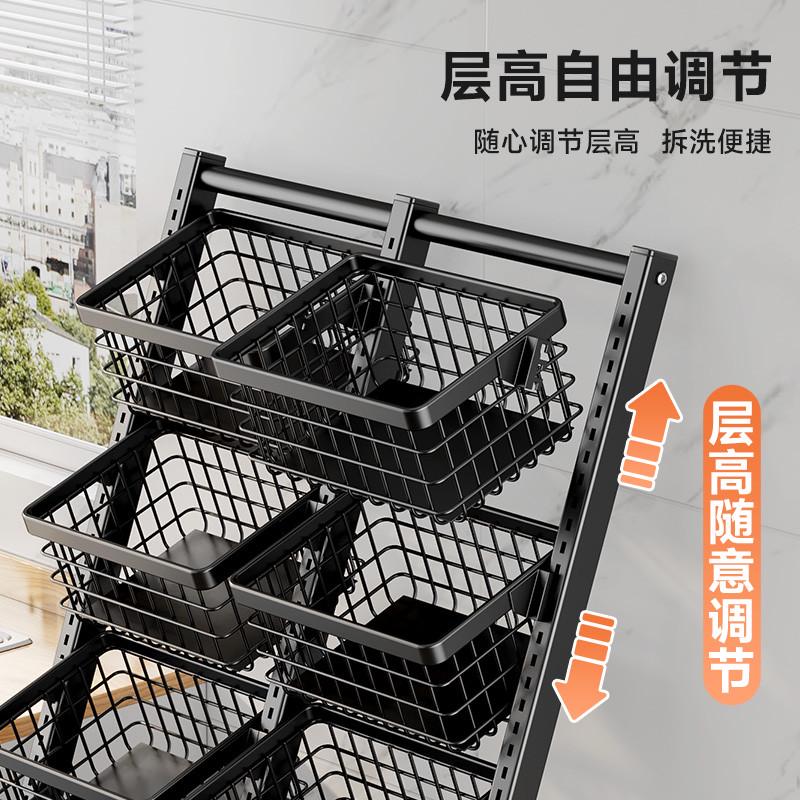 厨房收纳置物架落地多层蔬菜水果多功能菜篮子客厅零食收纳架带轮