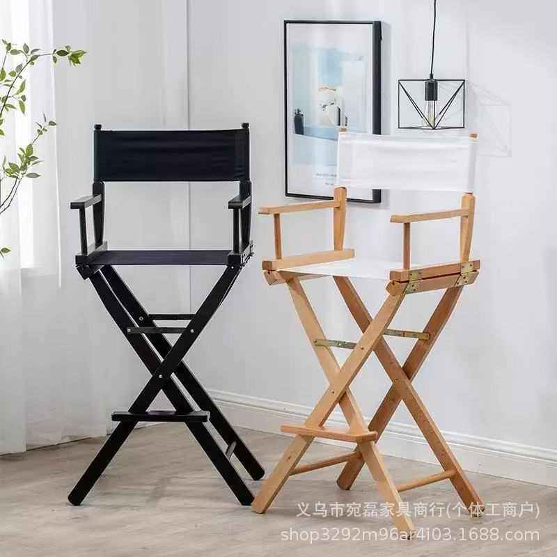 实木折叠导演椅户外帆布靠背休闲露营椅吧台椅摄影椅子化妆高背椅