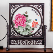 高档屏风瓷板画湖南省陶瓷艺术大师曾学福手绘家居装 饰陈列摆件