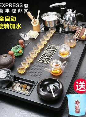 全自动流水茶盘烧水壶一体整套茶具套装家用公司办公功夫泡茶台盘