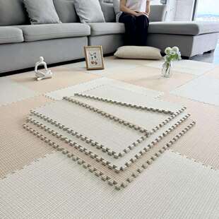 大块棉麻拼接地垫地毯卧室奶油风客厅地板块儿童爬爬垫60*60cm