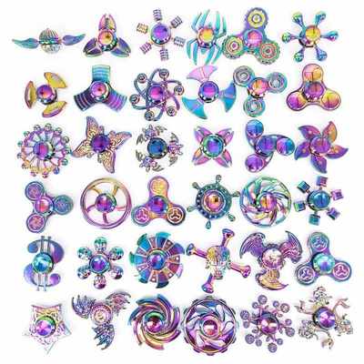 Rainbow Metal Fidget Spinner Toys Stainless Steel Bearing Hi