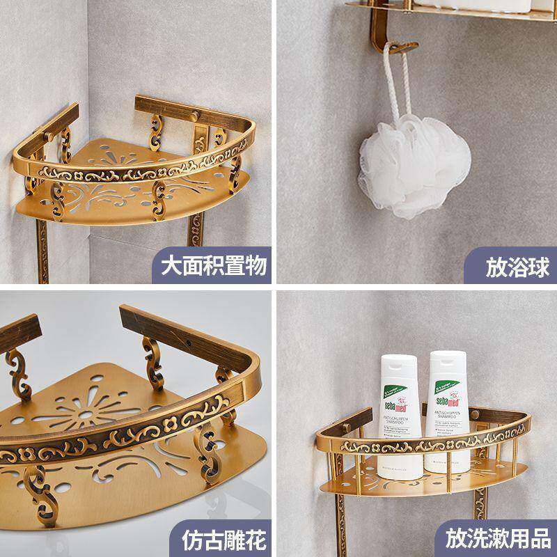 免打孔款浴室三角篮置物架双层厕所卫生间转角墙上收纳架工厂