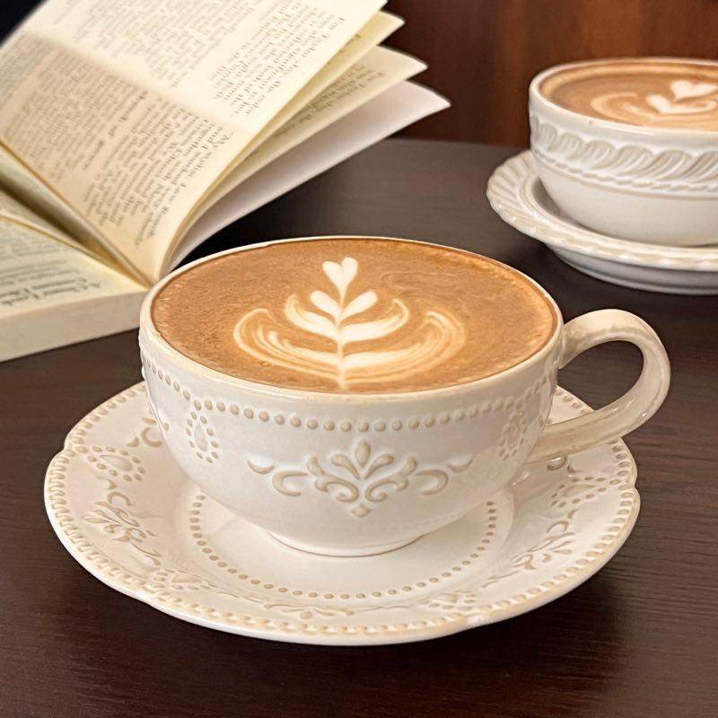 拉花专用咖啡杯法式复古窑变陶瓷咖啡杯碟轻奢拿铁拉花杯ins宫廷,餐饮具,咖啡杯,淘宝优惠券,粉丝福利购,淘宝优惠卷