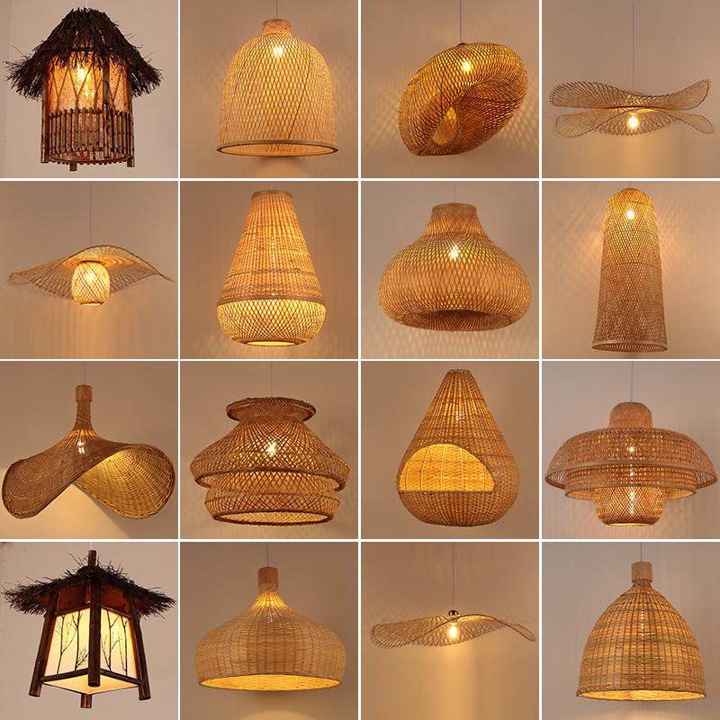 竹艺竹编吊灯灯笼餐厅禅意茶室火锅灯具编织复古民宿创意中式灯罩,家装灯饰光源,客厅吊灯,淘宝优惠券,粉丝福利购,淘宝优惠卷