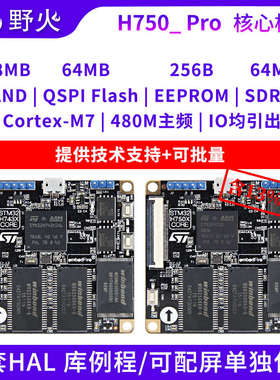 野火 STM32H750XB核心板 H743XI核心板 480M主频 M7 远超F7 F4