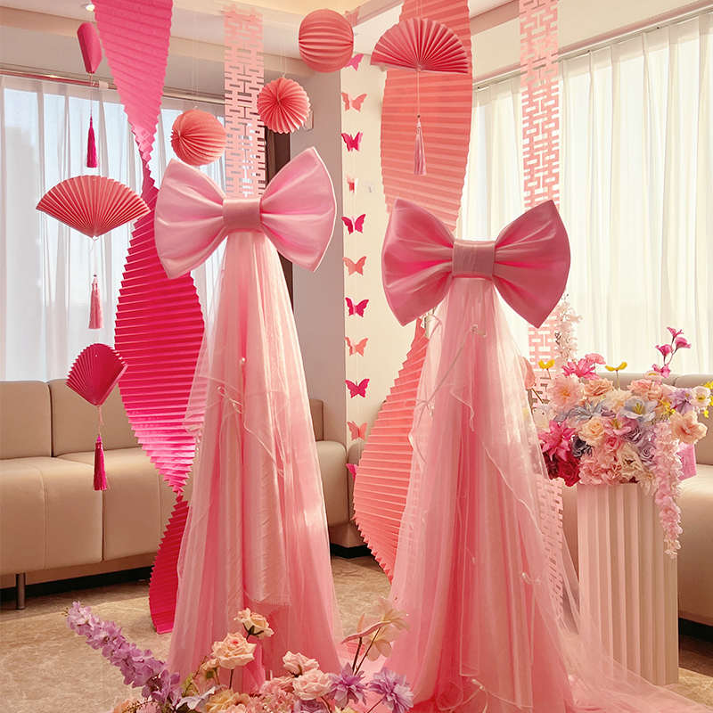 超大蝴蝶结婚客厅背景墙婚房布置巨型红丝绒结装饰品道具婚庆用品