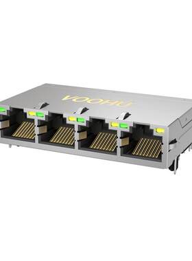 SYT414Q199DB2A2DPB057(POE+)四口 带灯带弹千兆集成 网络连接器