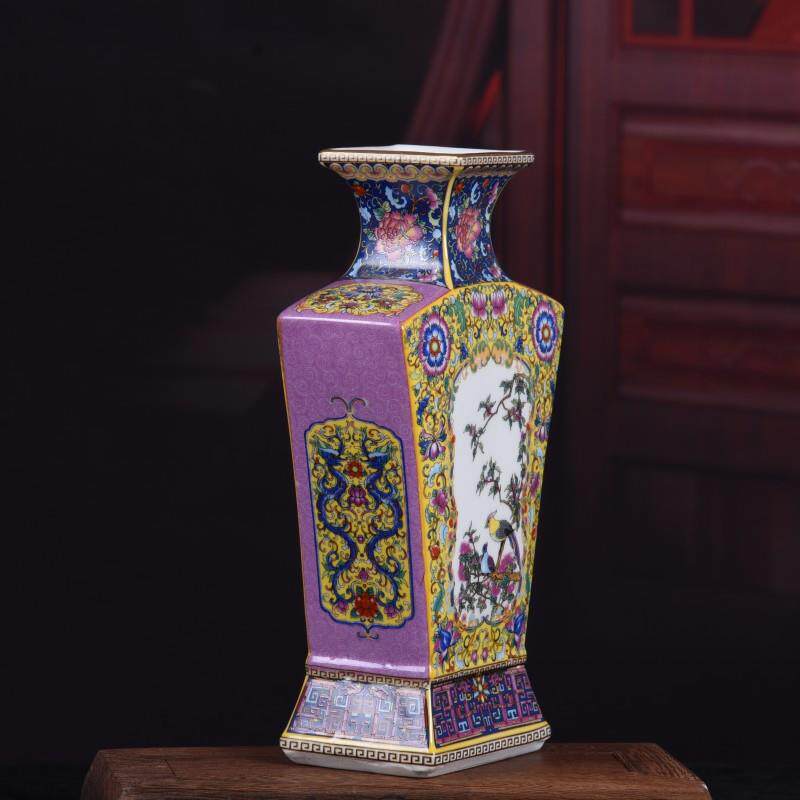 景德镇陶瓷花瓶 复古纹花觚家居用品装饰摆件旅游古玩仿古瓷瓷器