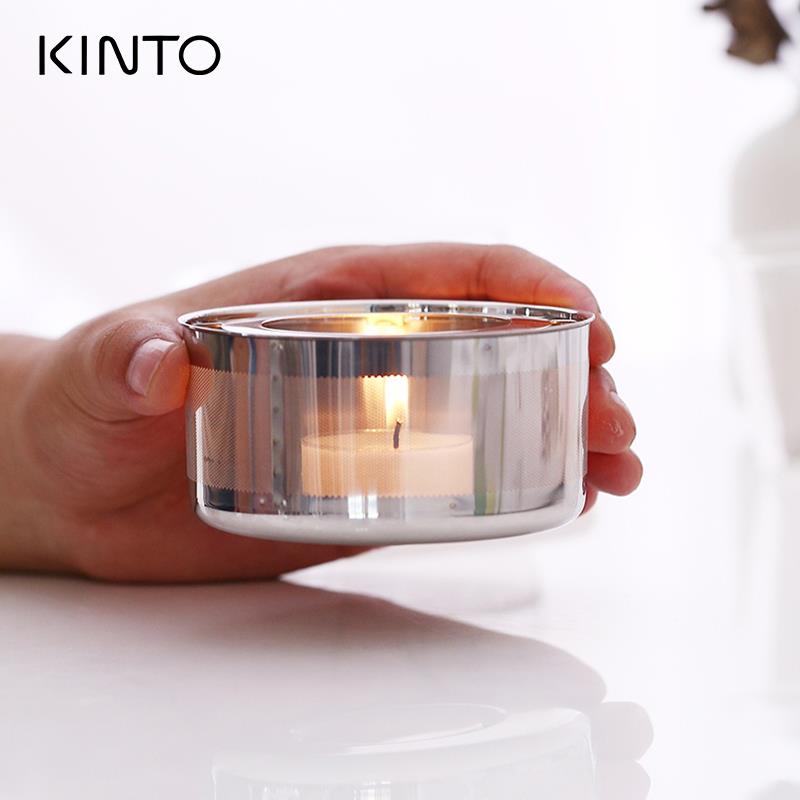 日本进口kinto蜡烛加热炉煮茶炉温茶加热器不锈钢烛台底座