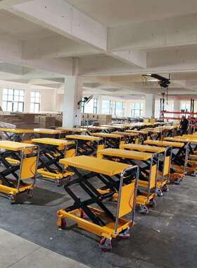 普尔夫350kg移动式平台车手动脚踩模具平台滚筒辊轴风琴罩升降台